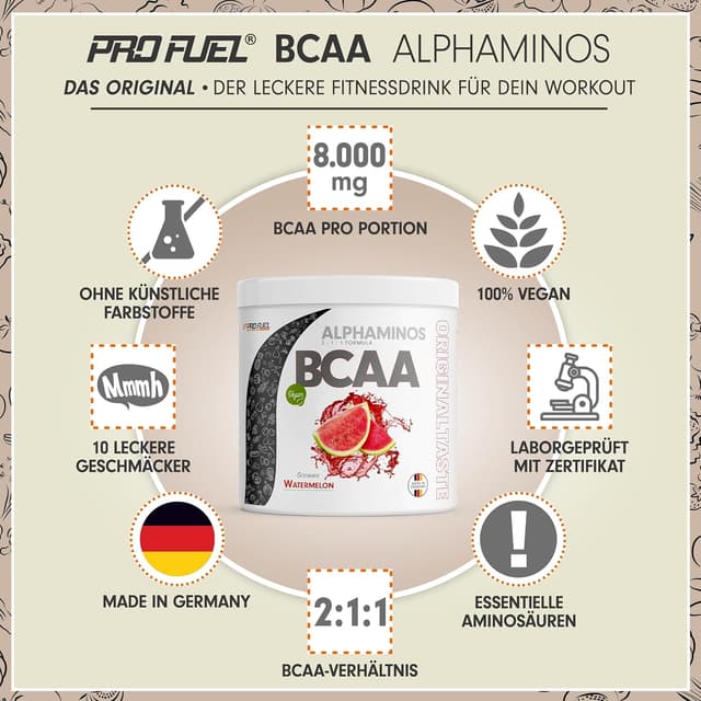 Detalle 2 de Alphaminos BCAA 2:1:1 Pulver 300 g â Wassermelone đ¶
