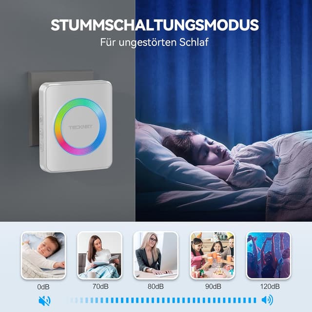 Detalle 1 de TECKNET Funkklingel 400 m Reichweite Set