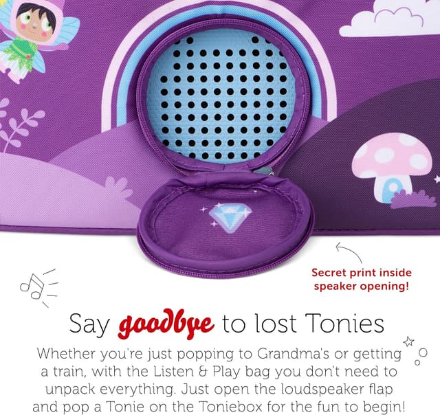 Detalle 1 de tonies Listen & Play Bag – Over The Rainbow carry bag for Toniebox, headphones, charging station and six+ tonies