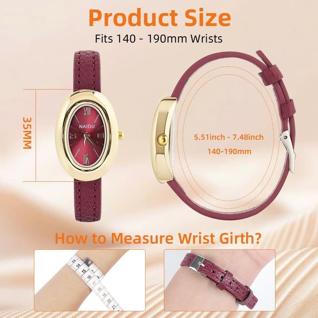 Detalle de APXEL Montre pour Femme ovale analogique quartz avec bracelet en simili cuir