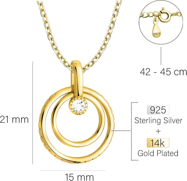 Detalle 2 de Sofia Milani Damen-Halskette aus 925 Silber mit Zirkonia, Kreise-Anhänger