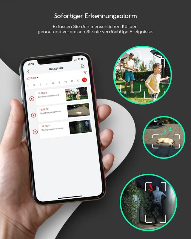 Thumbnail 6 de COOAU 5MP Akku-Überwachungskamera außen (WLAN, IP) mit PIR-Personenerkennung