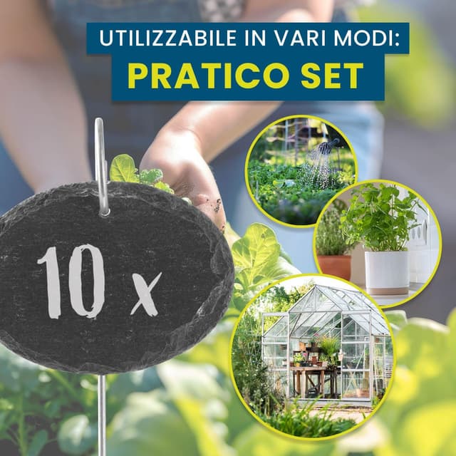 Detalle de Hoberg etichette per piante in ardesia (set da 10) con picchetti in acciaio