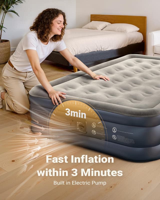 Detalle 2 de iDOO Inflatable Mattress Double 193x137x46cm