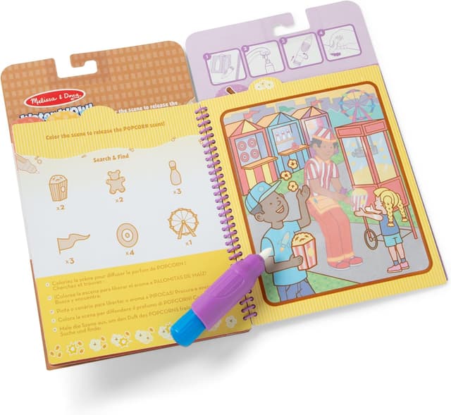 Detalle de Melissa & Doug Scented Water Wow – Blocco attività riutilizzabile da colorare con acqua, formato viaggio “Dolcetti”