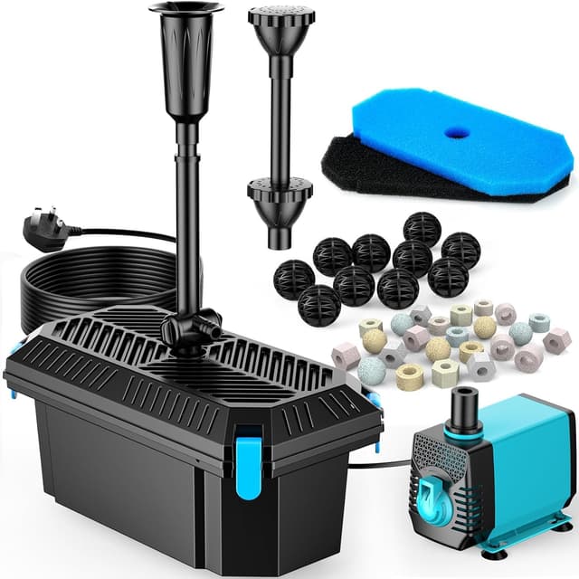 Detalle de POPOSOAP Pond Filter with Pump Fountain Kit (2500 L/H, 40W) for Outdoor Ponds