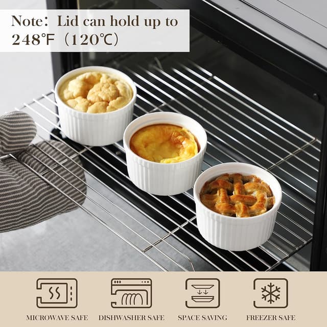 Detalle 2 de MALACASA ramequines porcelana 8 oz tapas