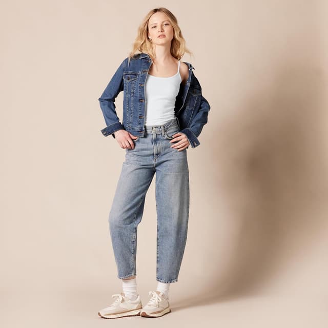 Detalle de Amazon Essentials Femme Caraco coupe légèrement cintrée en coton et jersey