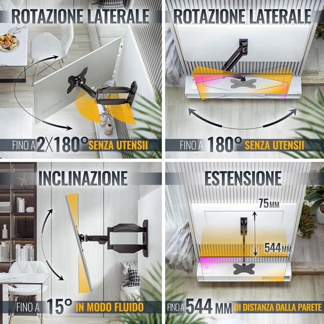 Thumbnail 2 de RICOO S0822 supporto TV parete 29-47 pollici