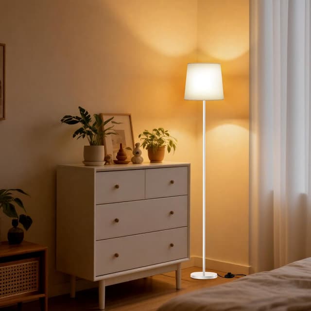 Detalle de SIBRILLE Lampada da Terra Salotto 9W con telecomando, 3000K–6000K e paralume in lino