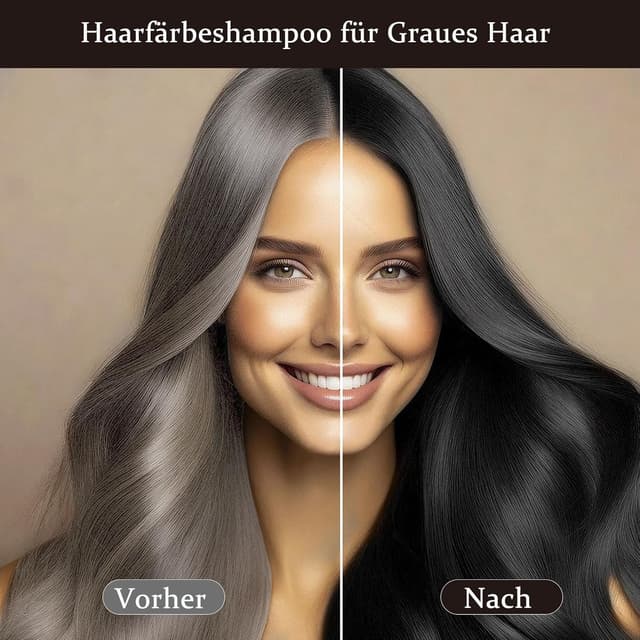Detalle de BLSFXROE Black Hair Dye Shampoo 3in1 – Sofort-Haarfarbe Schwarz gegen graue Haare, 500 ml