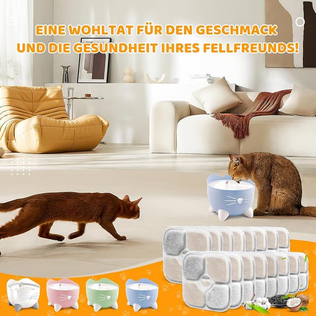 Thumbnail 6 de 16 Katzenbrunnen-Filter als Ersatz für Catit Pixi Trinkbrunnen – Dreifachfilter-System mit Aktivkohle, Harz & Vlies, inkl. 2 Schläuche
