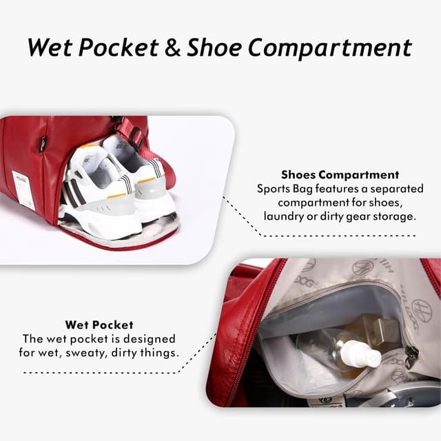 Thumbnail 6 de Leather Travel Duffel 29x47x26cm Carry On Bag