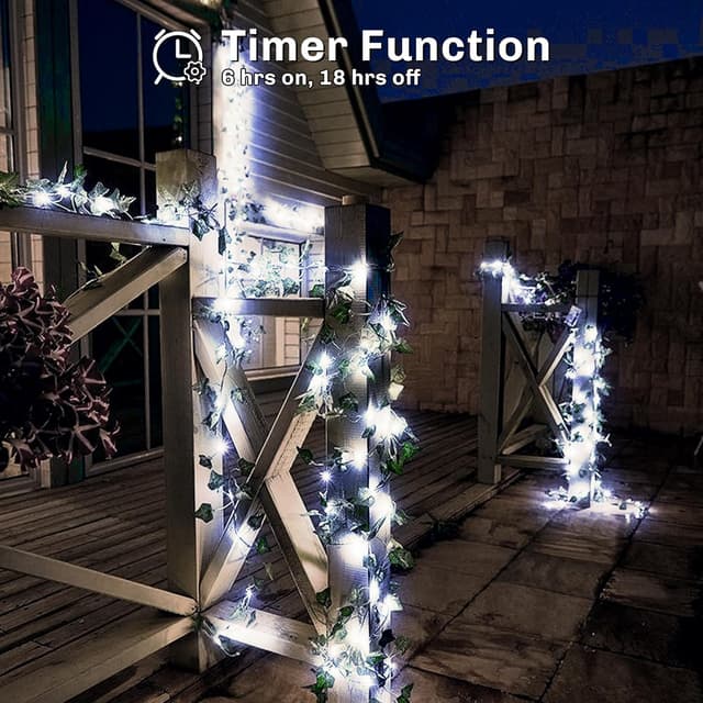 Detalle de Gcstnn Battery Fairy Lights (3m, 30 LED) with Timer and IP65 Waterproof Box – Cool White