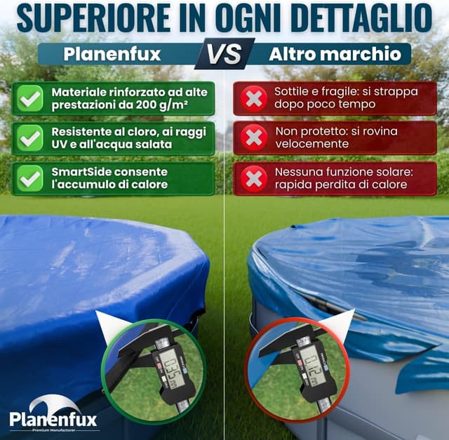 Detalle de Planenfux Copertura invernale per piscine rotonde Ø 396 cm (366–400 cm) 2-in-1 in PE da 200 g/m²