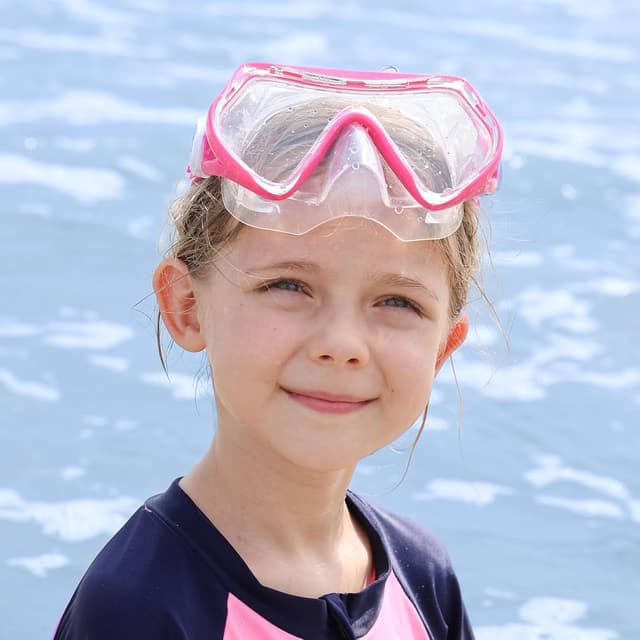 Detalle de Findway Kinder-Taucherbrille mit Nasenabdeckung – 180° Panorama HD, Anti-Beschlag & Anti-Leck (4–16 Jahre)