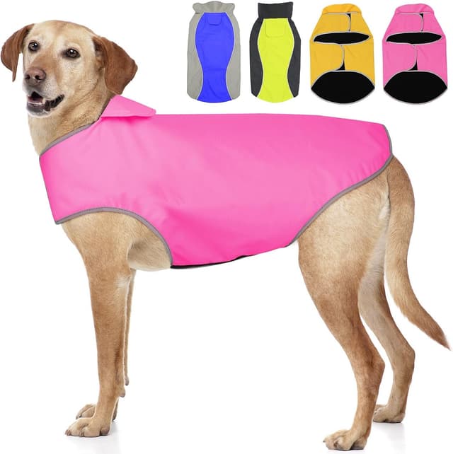 Detalle de YFbrite Waterproof Dog Coat – Lightweight Pet Raincoat Jacket (Pink, Small)