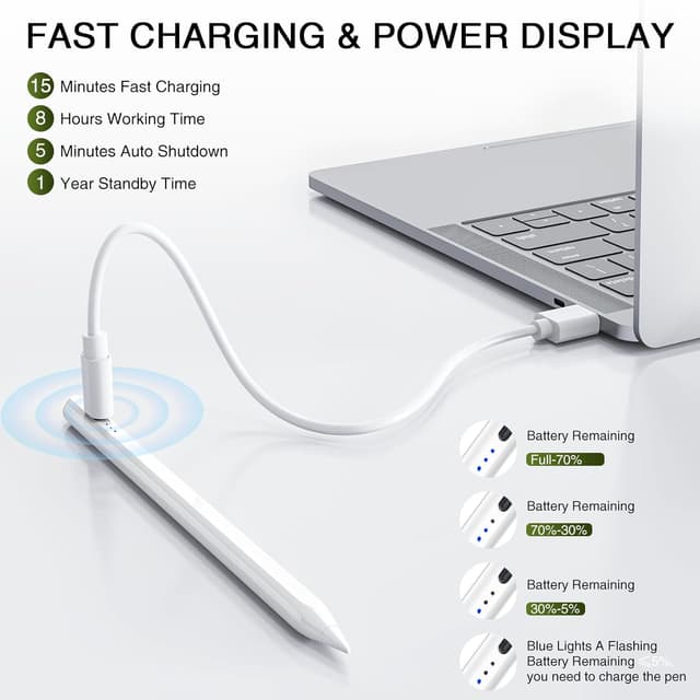 Detalle de HATOKU Pencil 1st Generation for iPad (2018–2025) with Tilt & Palm Rejection