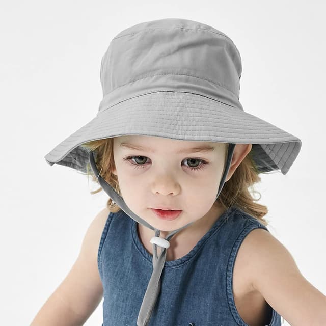 Detalle de DRESHOW Baby Sun Hat (UPF 50+) Toddler Bucket Hat with Chin Strap for 0–6 Years