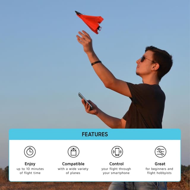 Detalle de POWERUP 4.0 smartphone-controlled RC paper aeroplane kit with autopilot & gyro stabiliser