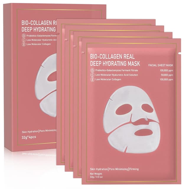 Detalle de Nityrliv Collagen Face Mask (4-Pack) Bio-Collagen Deep Hydration Overnight Sheet Masks
