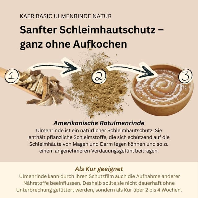 Detalle de kaer basic Amerikanische Ulmenrinde für Hunde & Katzen (500 g) – sofort lösliches Slippery Elm Bark Pulver