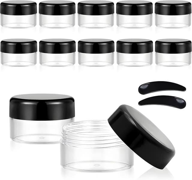 Detalle de GAUATO 12 Stück Mini Cremedosen 5 ml (PET) mit Deckel – transparente Tiegel zum Befüllen