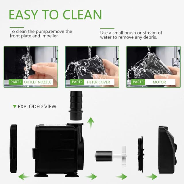 Detalle 2 de Mini Submersible Water Pump (600L/H, 10W) Adjustable Ultra Quiet Fountain Pump