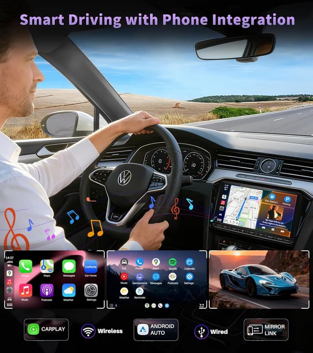 Detalle 2 de URVOLAX DAB+ Autoradio 9 Zoll Double DIN mit Wireless Apple CarPlay & Android Auto für VW/Skoda/Seat