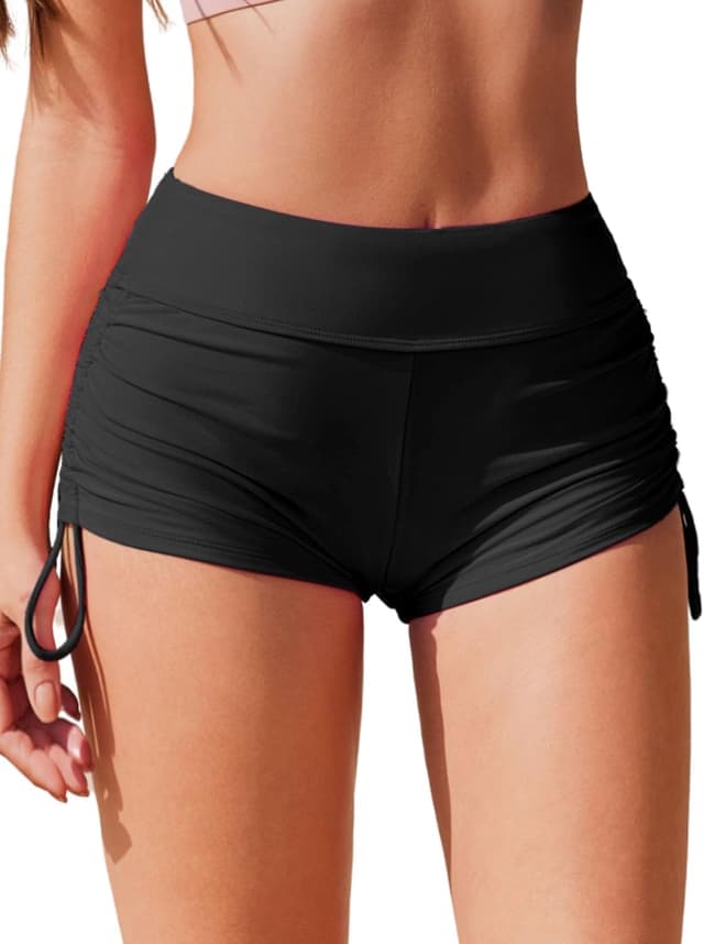 Detalle de Ekouaer Damen Badeshorts – kurze Boardshorts mit Schnell-Trocknung und Bauchkontrolle, S-XXL
