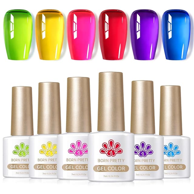 Imagen de Born Pretty Ice Jelly Neon 6er Set Gel Nagellack 💅 en OfertitasTOP