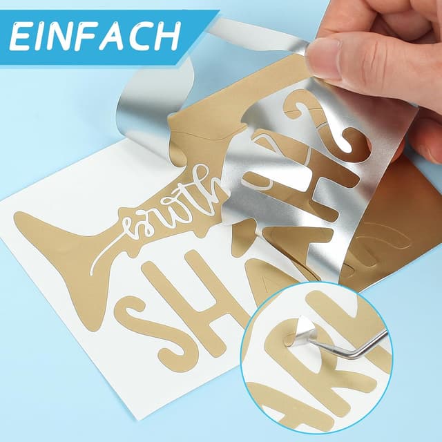 Detalle de IModeur galvanisierte Plotterfolie Vinyl Champagner (30,5 x 214 cm) – selbstklebend für Silhouette Cameo, Schilder & Deko