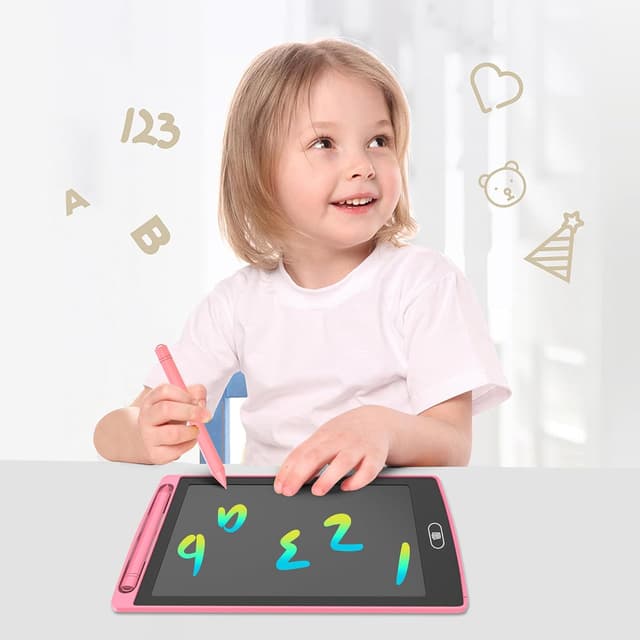 Detalle 2 de Kinder-LCD-Schreibtafel (8,5 Zoll) im 2er-Set – Maltafel zum Kritzeleien für 3–8 Jahre, Rosa/Grün