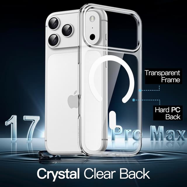 Detalle de JETech Cover magnetica trasparente per iPhone 17 Pro Max 6,9" compatibile MagSafe