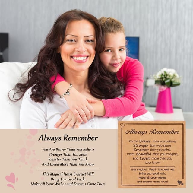 Detalle de Aucuu braccialetti per bambini in pietra naturale con cuore, regalo per ragazze (compleanno e Natale)