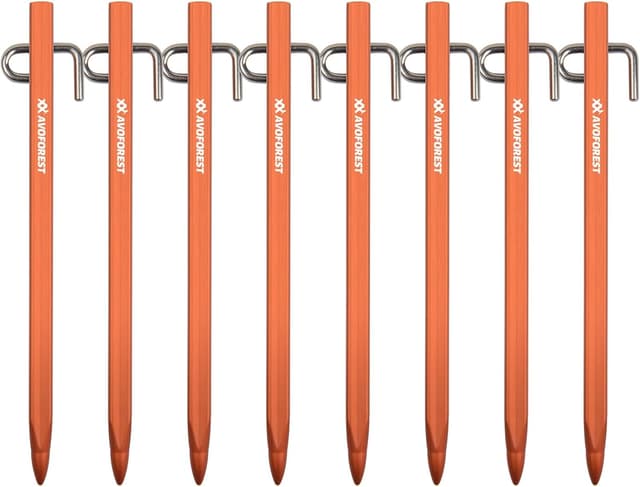 Detalle de Zeltheringe AVOFOREST Erdnägel (8 Stück), stabile Aluminiumlegierung, 20 cm – ideal für normaler bis harter Boden