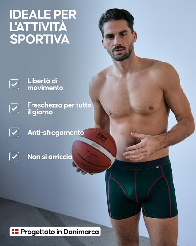 Detalle de Danish Endurance Boxer sportivi traspiranti e leggeri (confezione da 3) da uomo