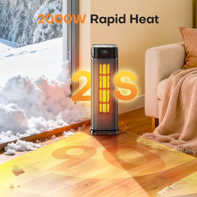 Detalle de QEXREED Heater 2000W PTC electric heater with remote