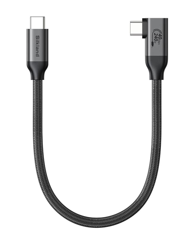 Thumbnail 6 de Silkland Long Right Angle 40Gbps USB4 Cable (10ft/3m) for Thunderbolt 4, 5K/4K@60Hz + 240W Charging