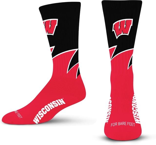 Detalle 2 de For Bare Feet NCAA Unisex Kids Black Wave Crew Socks (Washington Huskies) — Youth sizes