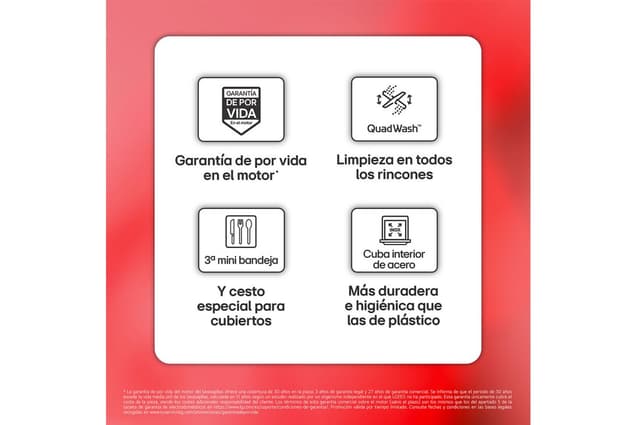 Detalle de LG DF142FW Lavavajillas Blanco D, 14 servicios