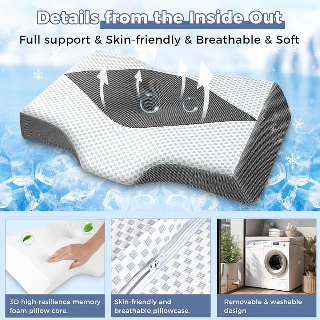 Detalle 2 de Hydomi Memory Foam Cervical Pillow for Neck Pain