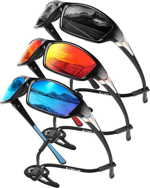 Imagen de kunqun Polarized Sports Sunglasses for Men — Wrap-Around UV Protection for Cycling, Fishing, and Driving en OfertitasTOP