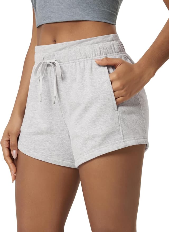 Detalle de ODODOS Women’s Sweat Shorts with Pockets (Cotton French Terry) & Drawstring
