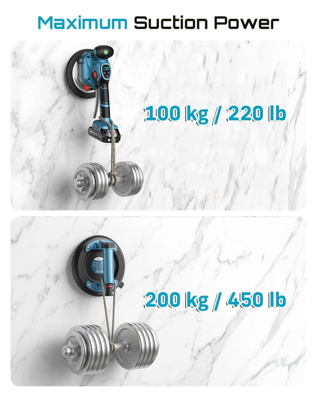 Detalle de SEESII Kit Pro Vibratore per piastrelle da 145 mm con ventosa 8" e 2 batterie 2000 mAh