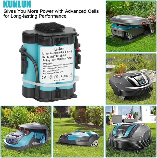 Detalle 2 de KUNLUN 18V 3,0Ah Lithium-Ersatzakku für Gardena Mähroboter R-Serie & weitere Automower/ROB-Modelle