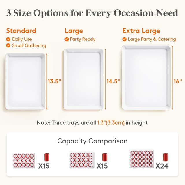 Detalle 1 de Lifewit Serving Tray 16 x 12 inches, 4 pack