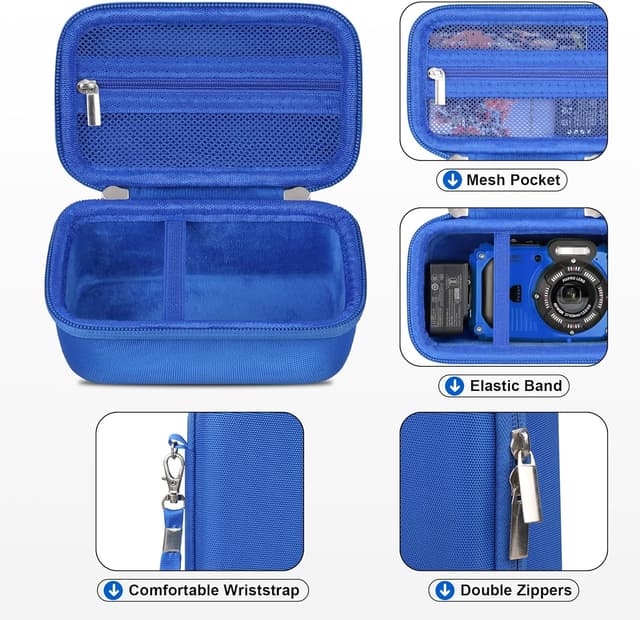 Detalle 2 de RAIALL Camera Case for Kodak PIXPRO WPZ2 rugged waterproof digital camera (Blue) with extra mesh pocket