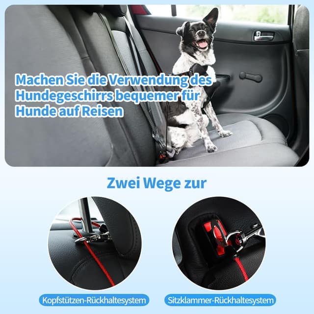 Thumbnail 6 de Mi Metty Anschnallgurt Hund fürs Auto – bissfeste Hundeleine aus Stahldraht mit Auto-Befestigung