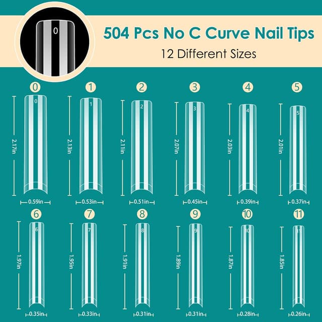 Detalle de Adonafy Nail Tips 504 Stück XXL